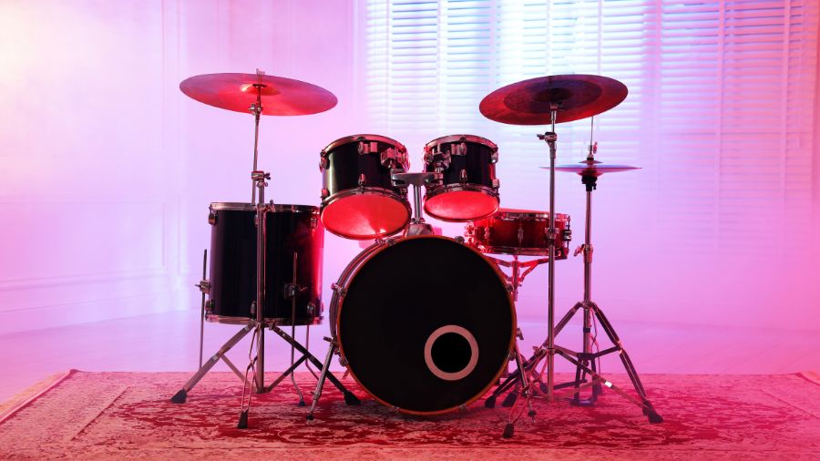 drum kit pink background