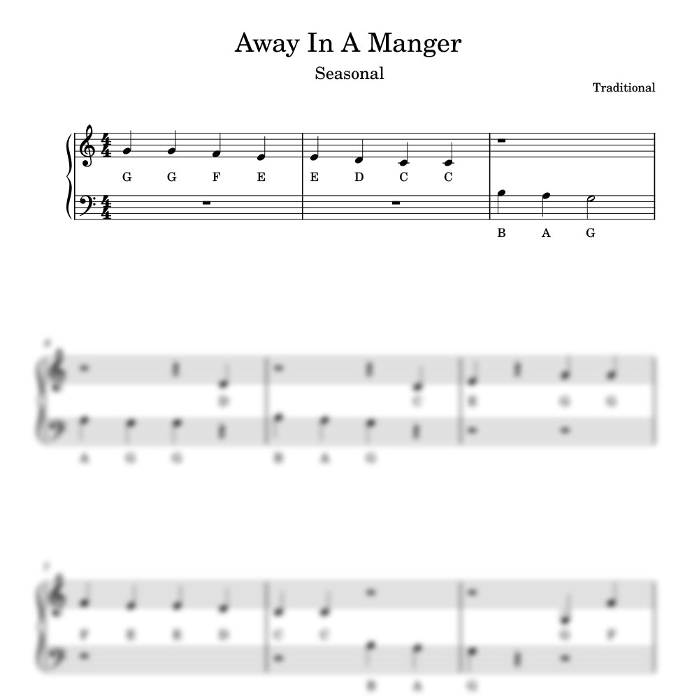 away in a manger Christmas song sheet music preview