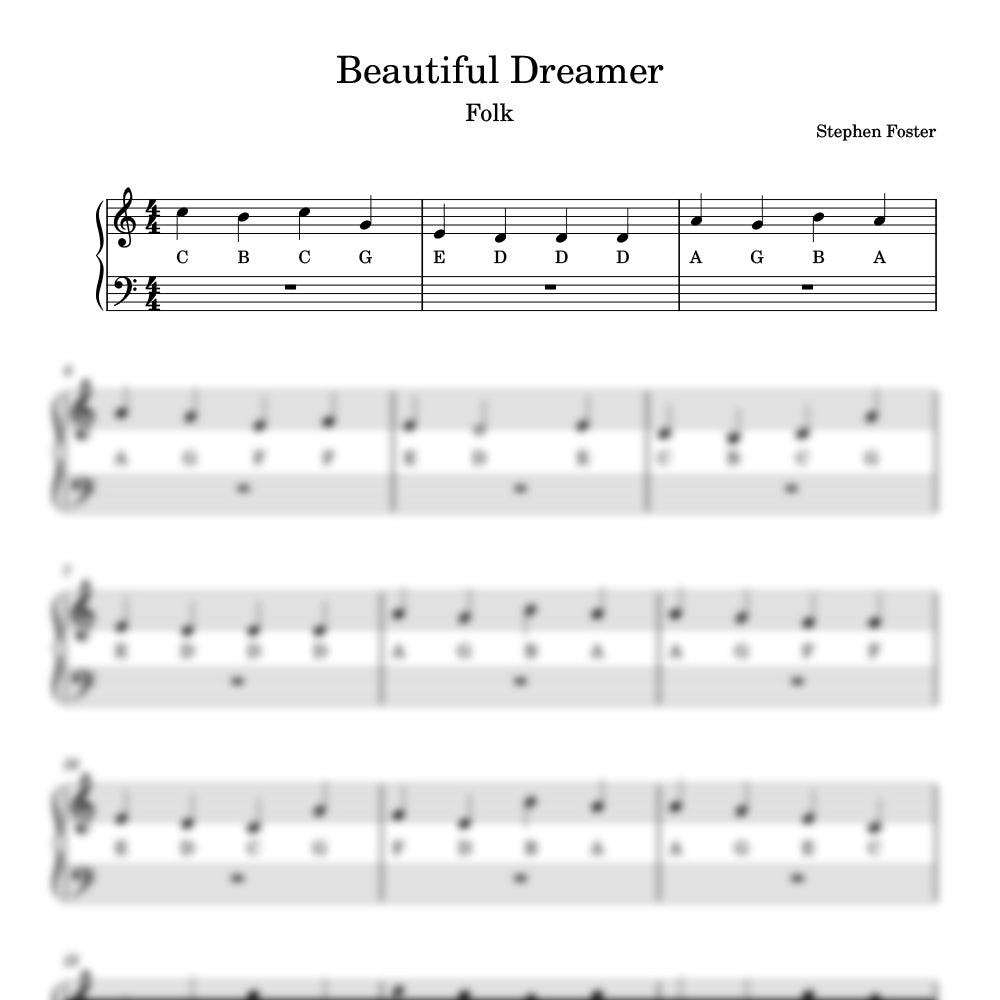 Beautiful Dreamer preview sheet music