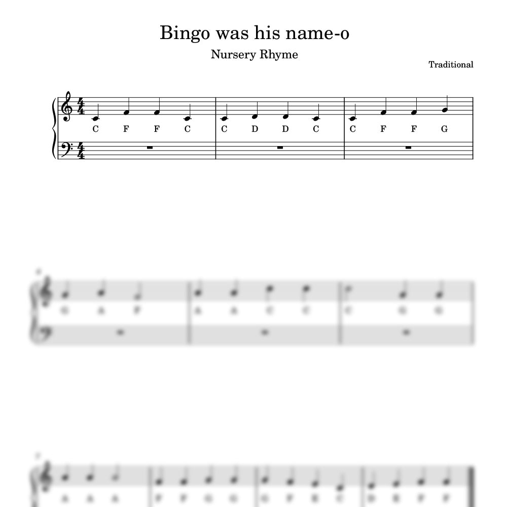 Bingo was his nameo preview sheet music
