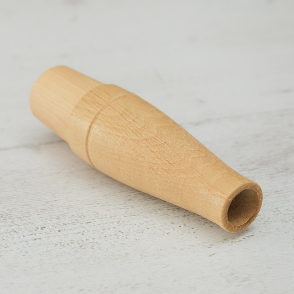 Close-up of the Greylag Goose birdcall showing the mouth hole where you blow into the instrument.