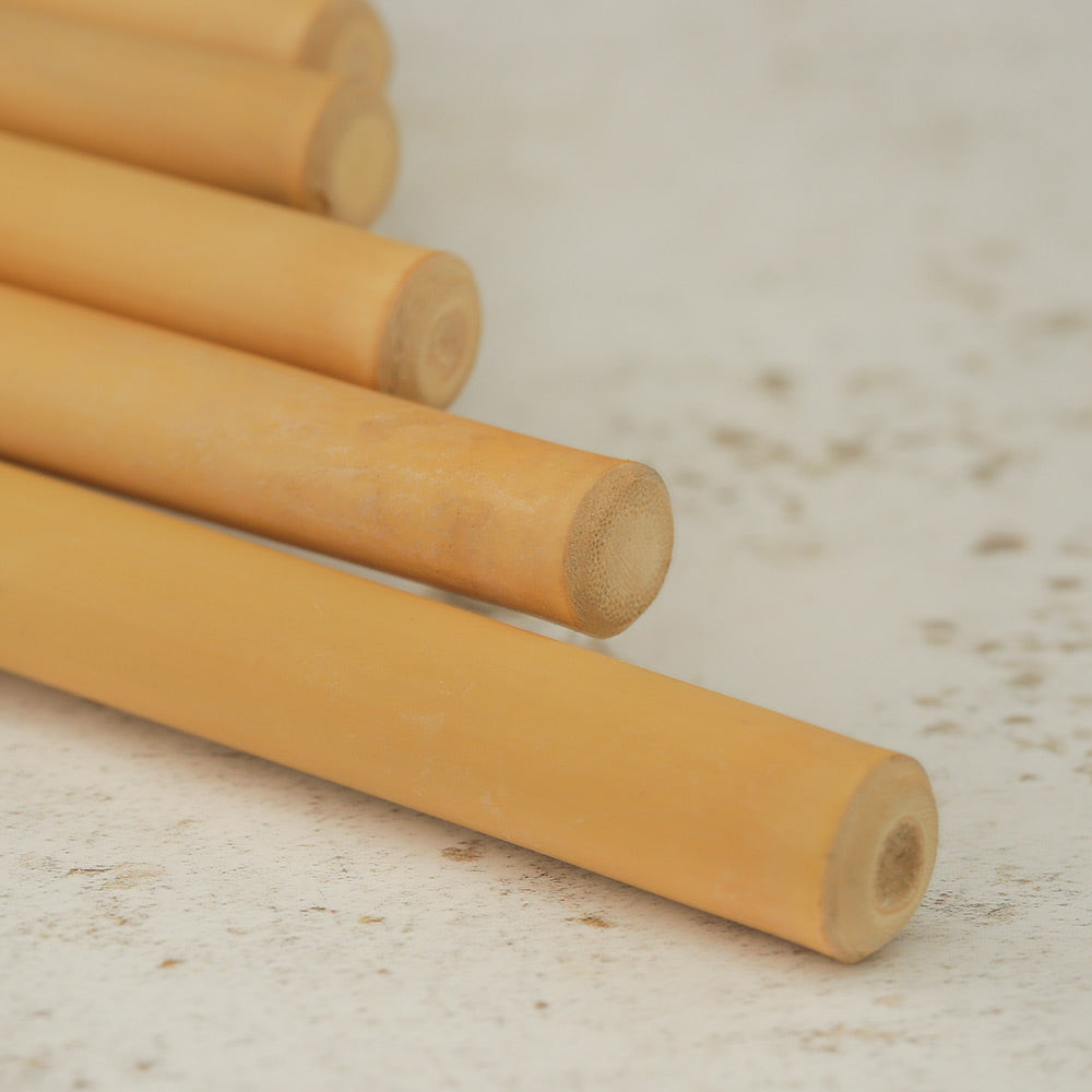 Close up of the bottom of the bamboo panpipes