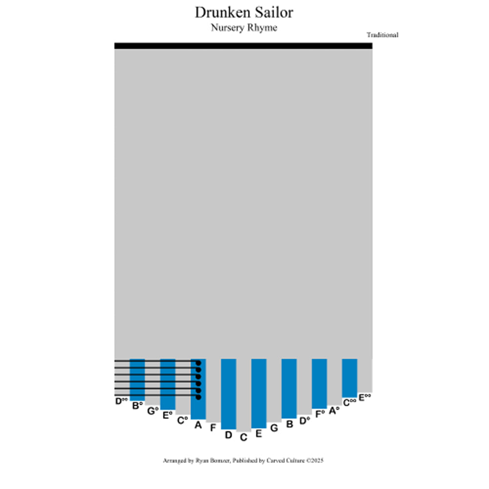 Sheet music cover for 'Drunken Sailor' with a gray background and blue notes.