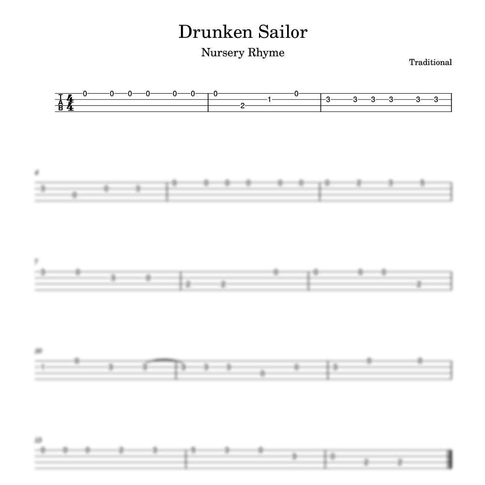 Drunken Sailor ukulele sheet music