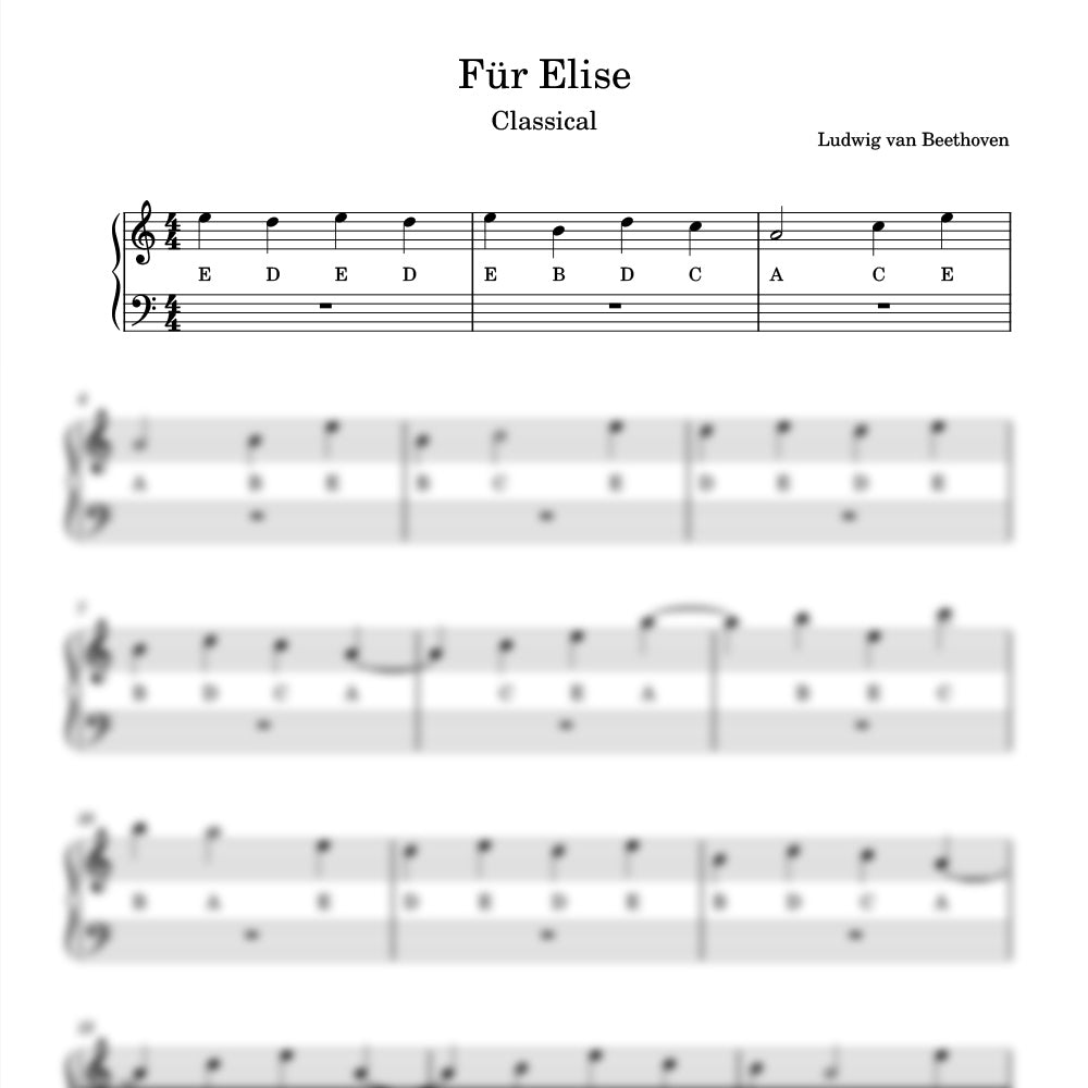 Fur Elise sheet music