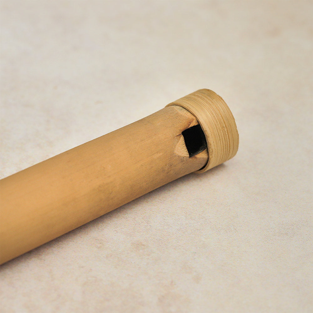 Close-up of the air hole at the mouth end of the Gamelan suling flute.