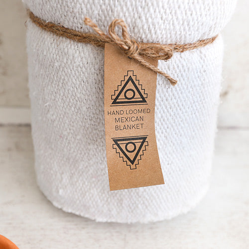 Close-up of a hand-loomed Mexican blanket