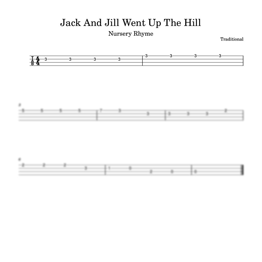 Jack and Jill Went Up the Hill ukulele sheet music preview