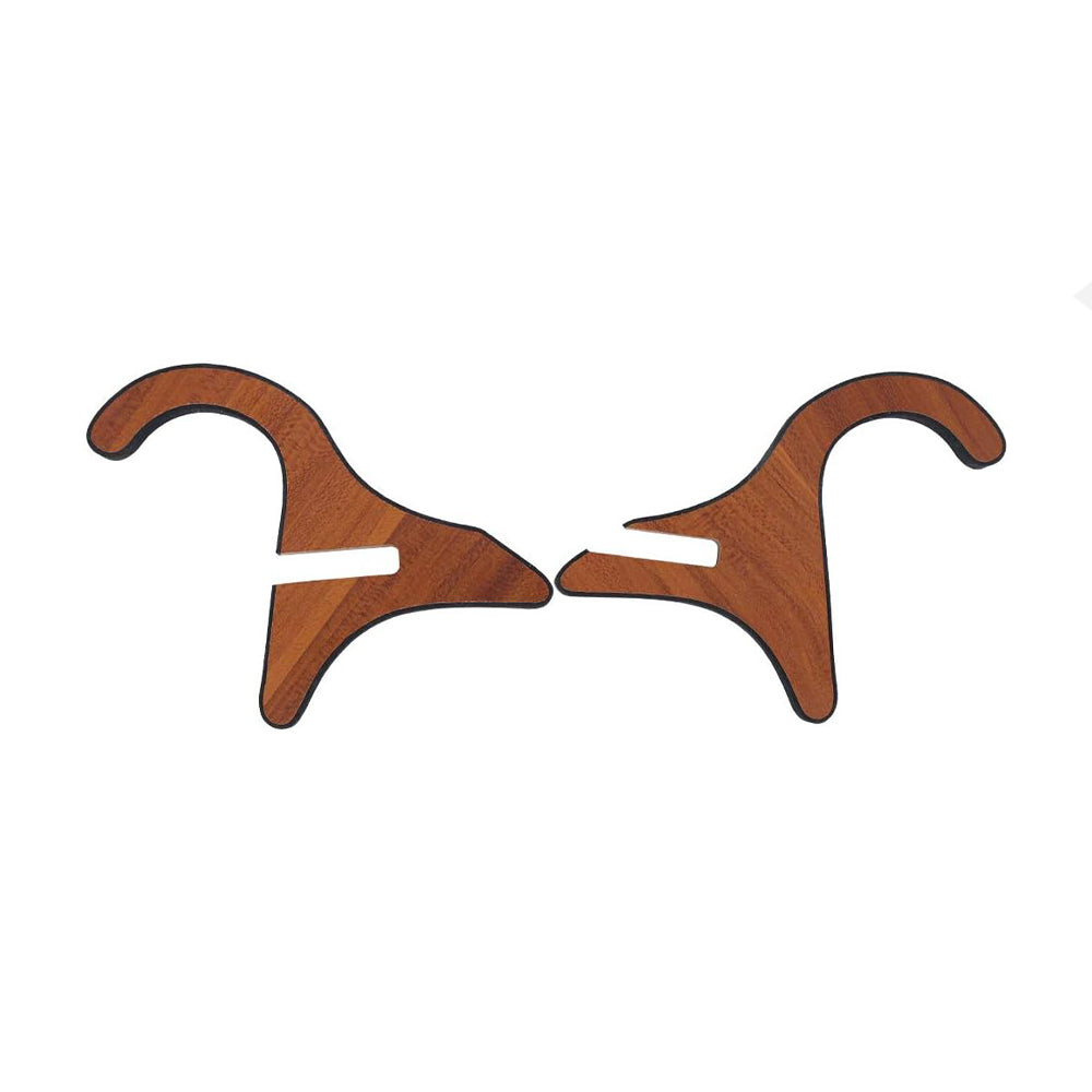 Two unassembled pieces of a kalimba stand holder displayed on a white background.