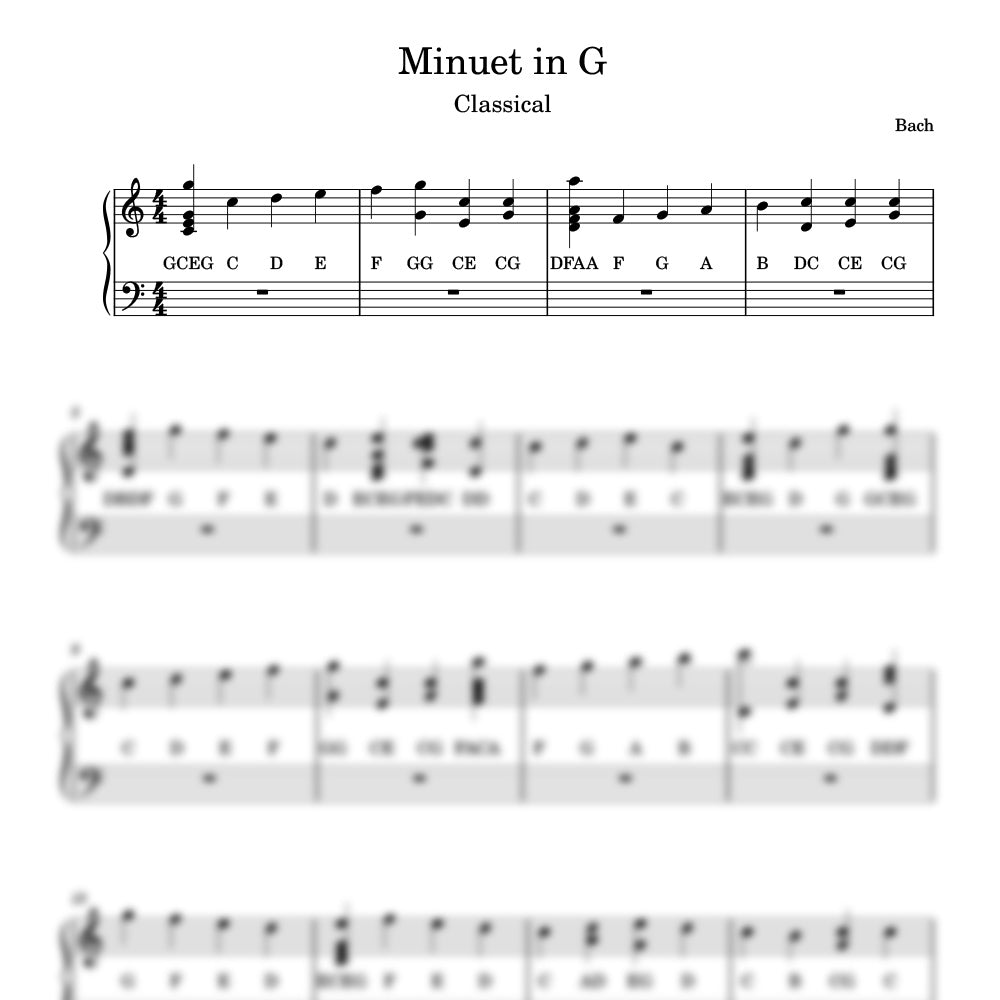 bach minuet in G preview sheet music