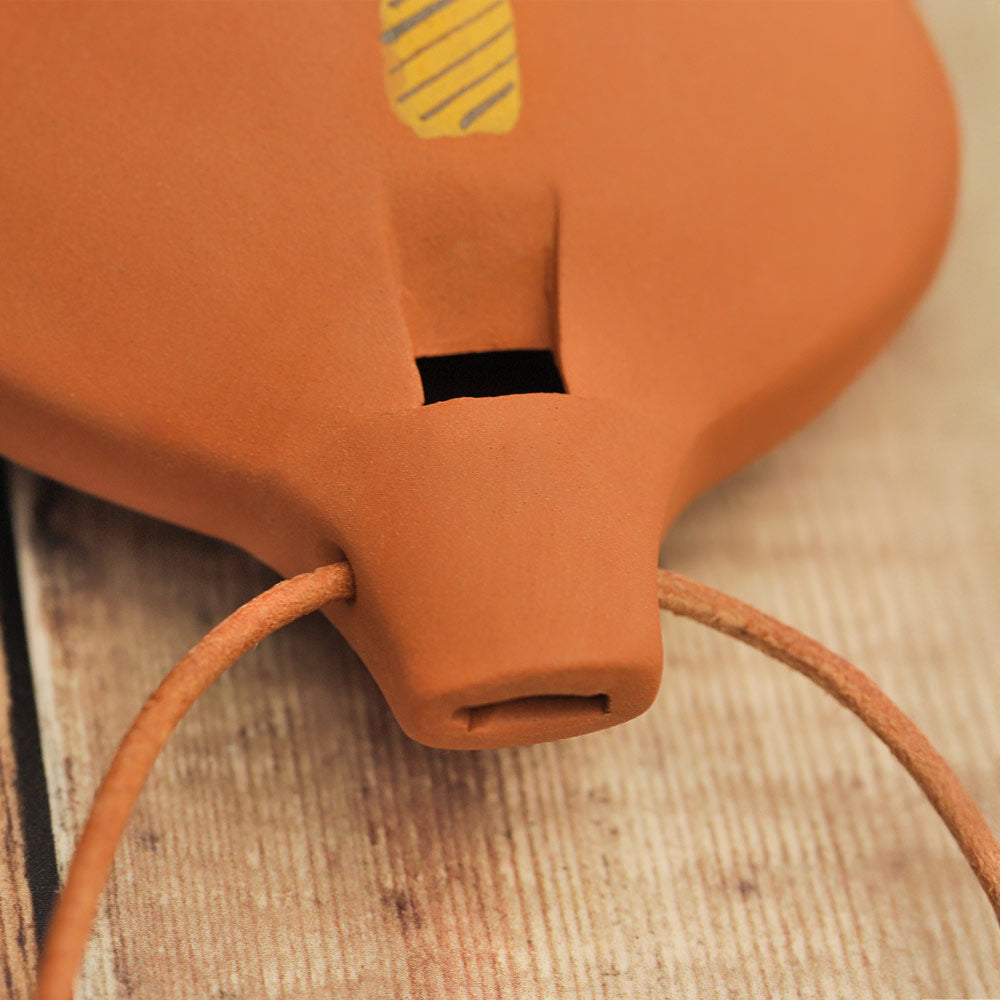 A close up of the mouthpiece of the Ocarina Pro Alto