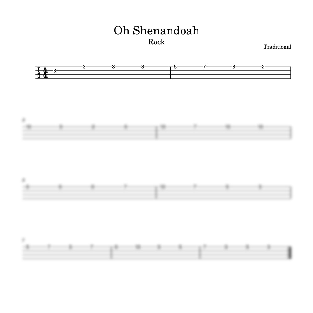 Oh shenandoah ukulele tab preview