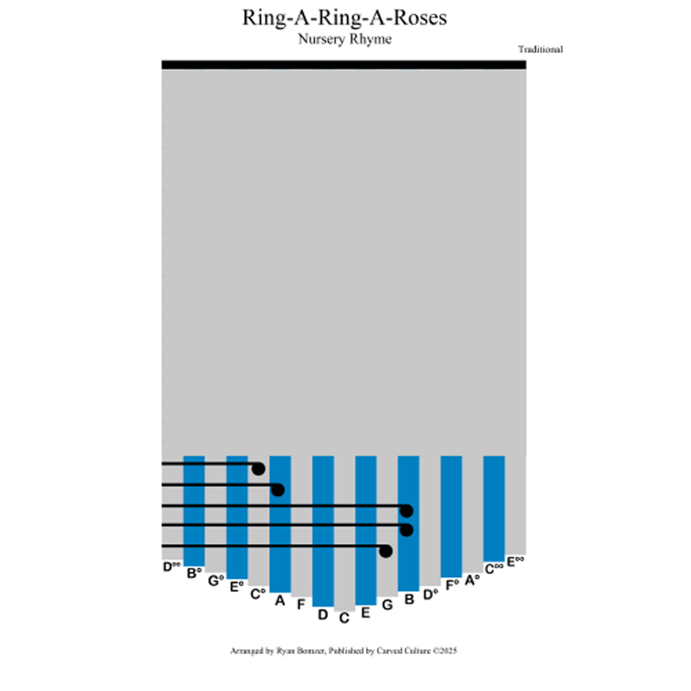 Sheet music cover for 'Ring-A-Ring-A-Roses' with musical notation preview