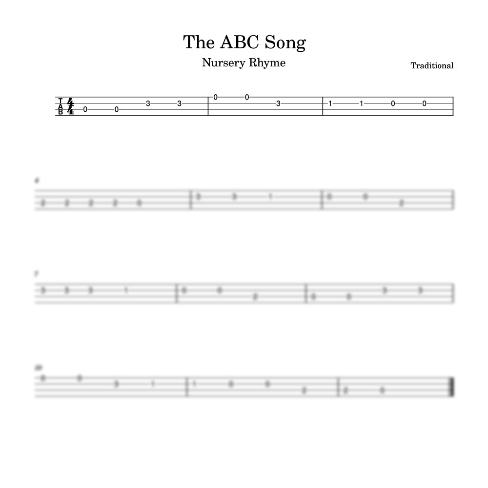 Sheet music for 'The ABC Song' with musical notation and lyrics.