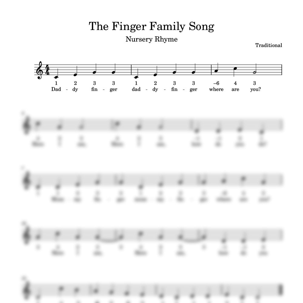 The finger family song harmonica tab