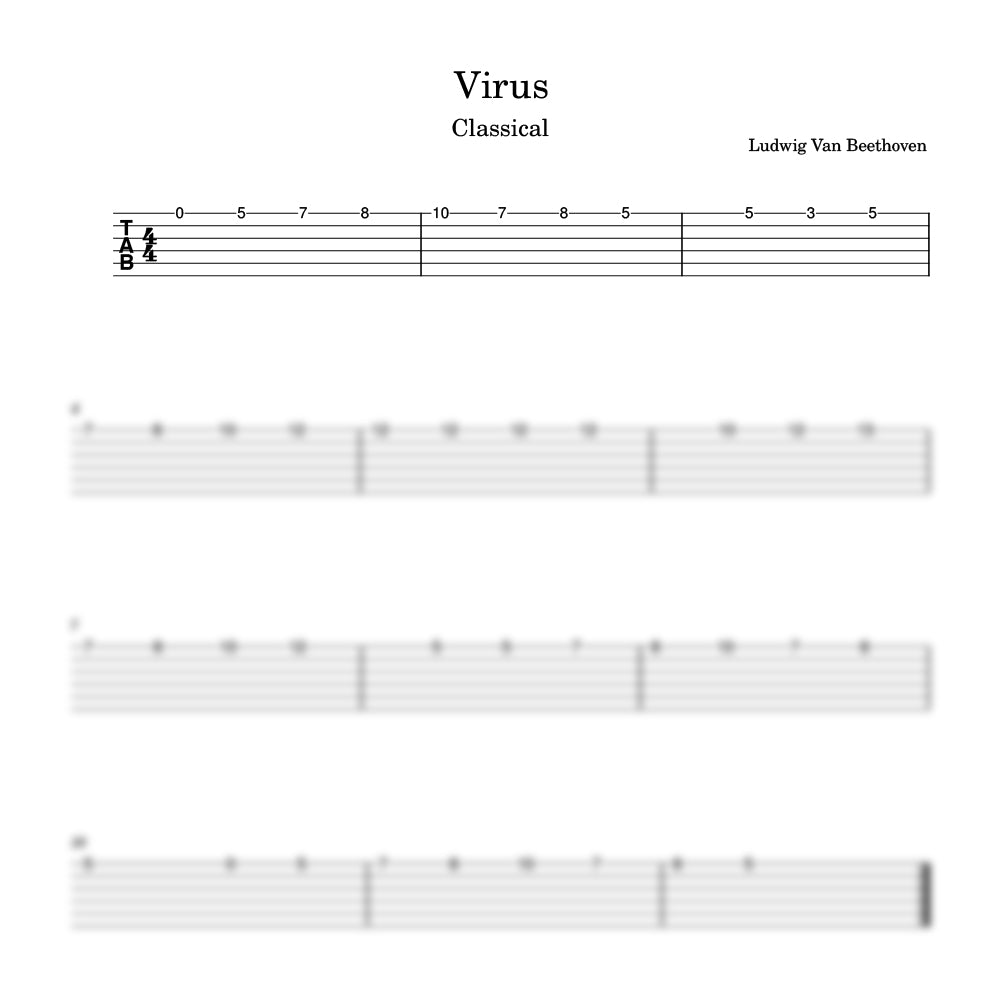 Sheet music for 'Virus' by Ludwig Van Beethoven with musical notation and time signature.