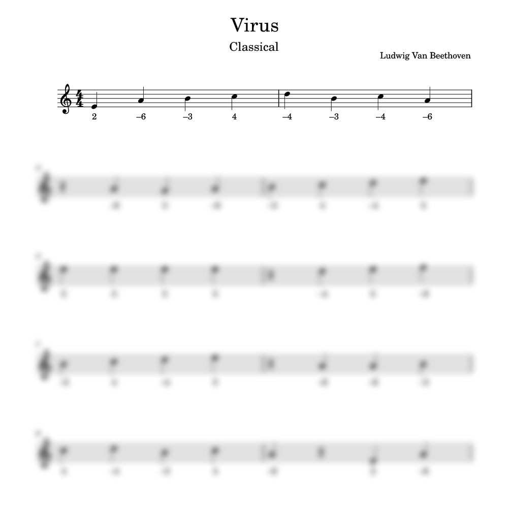 Sheet music for 'Virus' by Ludwig Van Beethoven preview