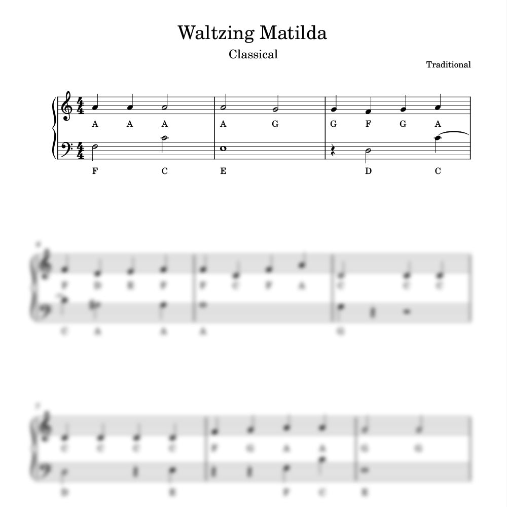 waltzing matilda sheet music