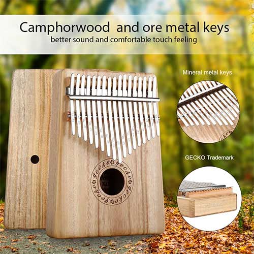 Solid camphor wood box type kalimab with metal keys made by Gecko