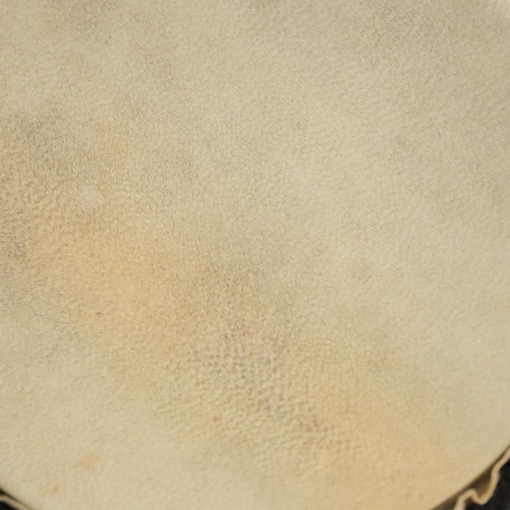 close up of the textured animal hide djembe drum head