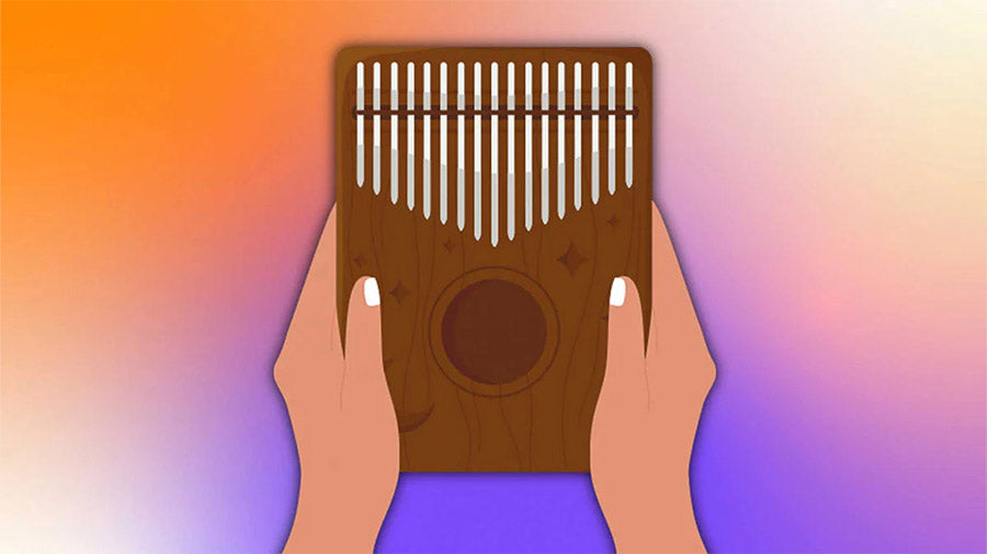 Colourful vibrant kalimba playing graphic