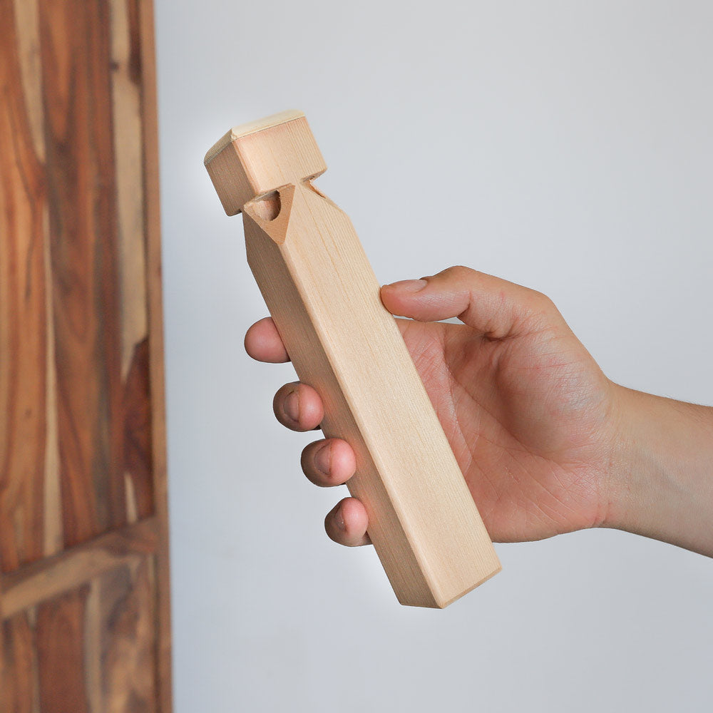 matsu train whistle in hand