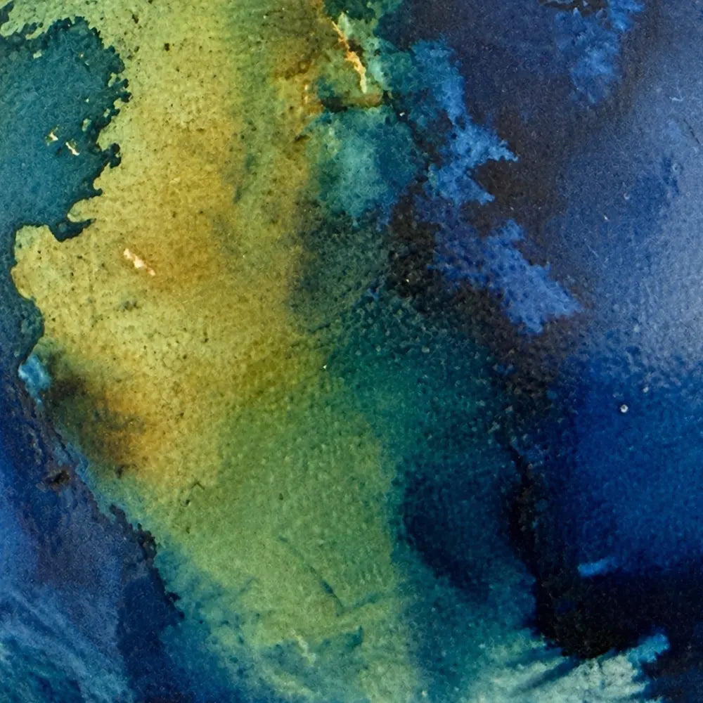 Abstract art with blue and green colors on kashaka shaker