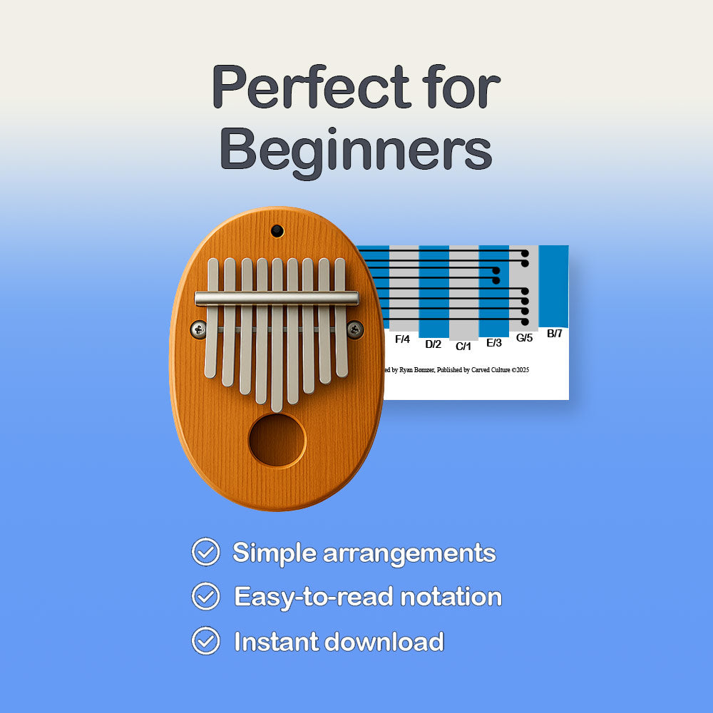 Stephen Foster Camp Town Races - 8 Note Pocket Kalimba Tab