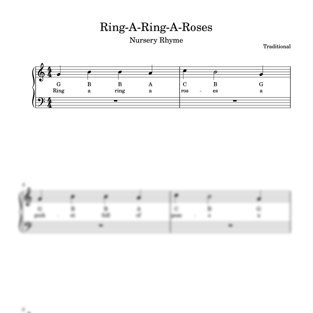 Ring A Ring A Roses nursery rhyme sheet music