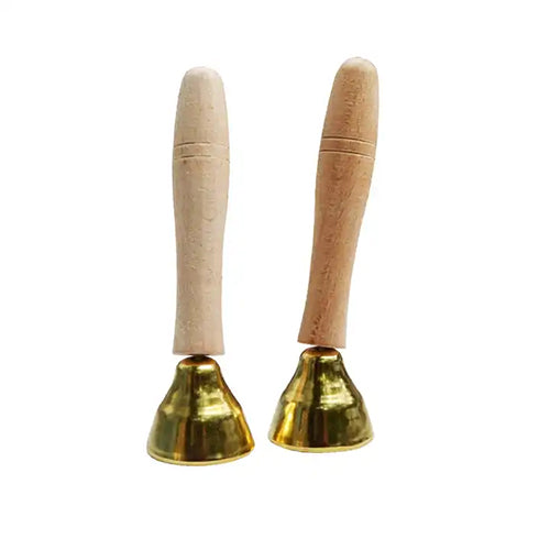 Two solid wood handles with brass bell