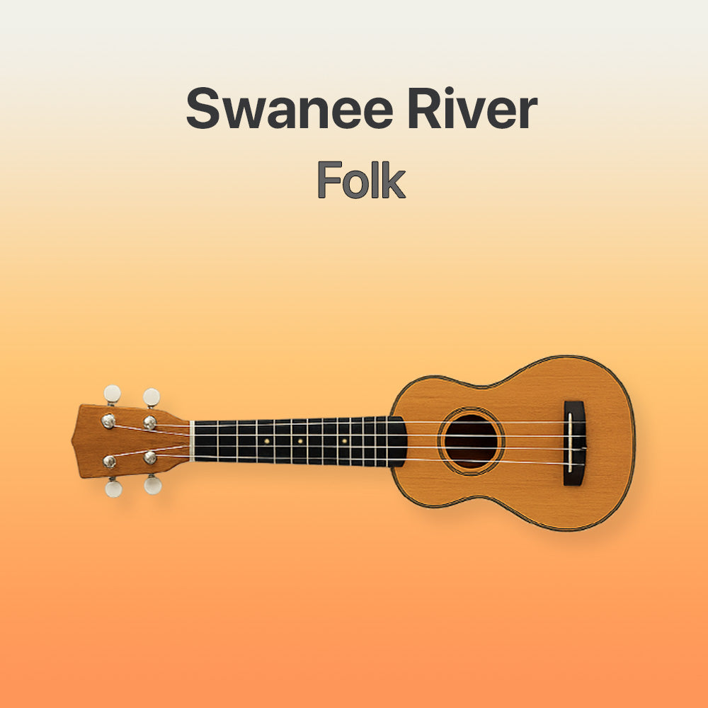 Ukulele on a gradient background with 'Swanee River Folk' text