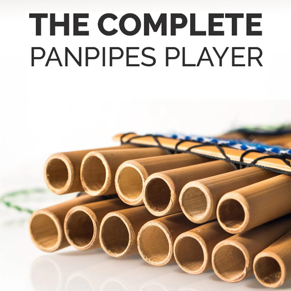 Set of bamboo panpipes on a white background with text 'The Complete Panpipes Player'.