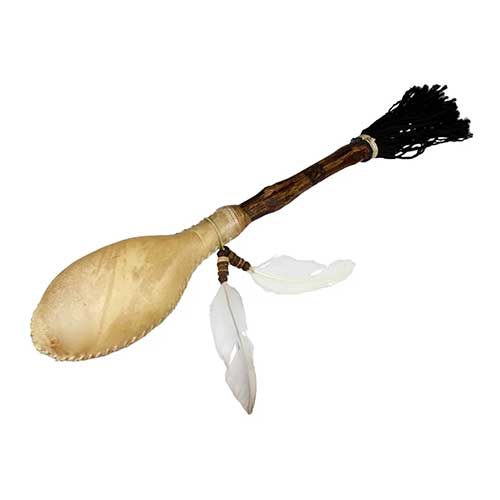 Shamanic shaker with goats hide
