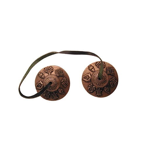 Metal tibetan prayer bells with symbols