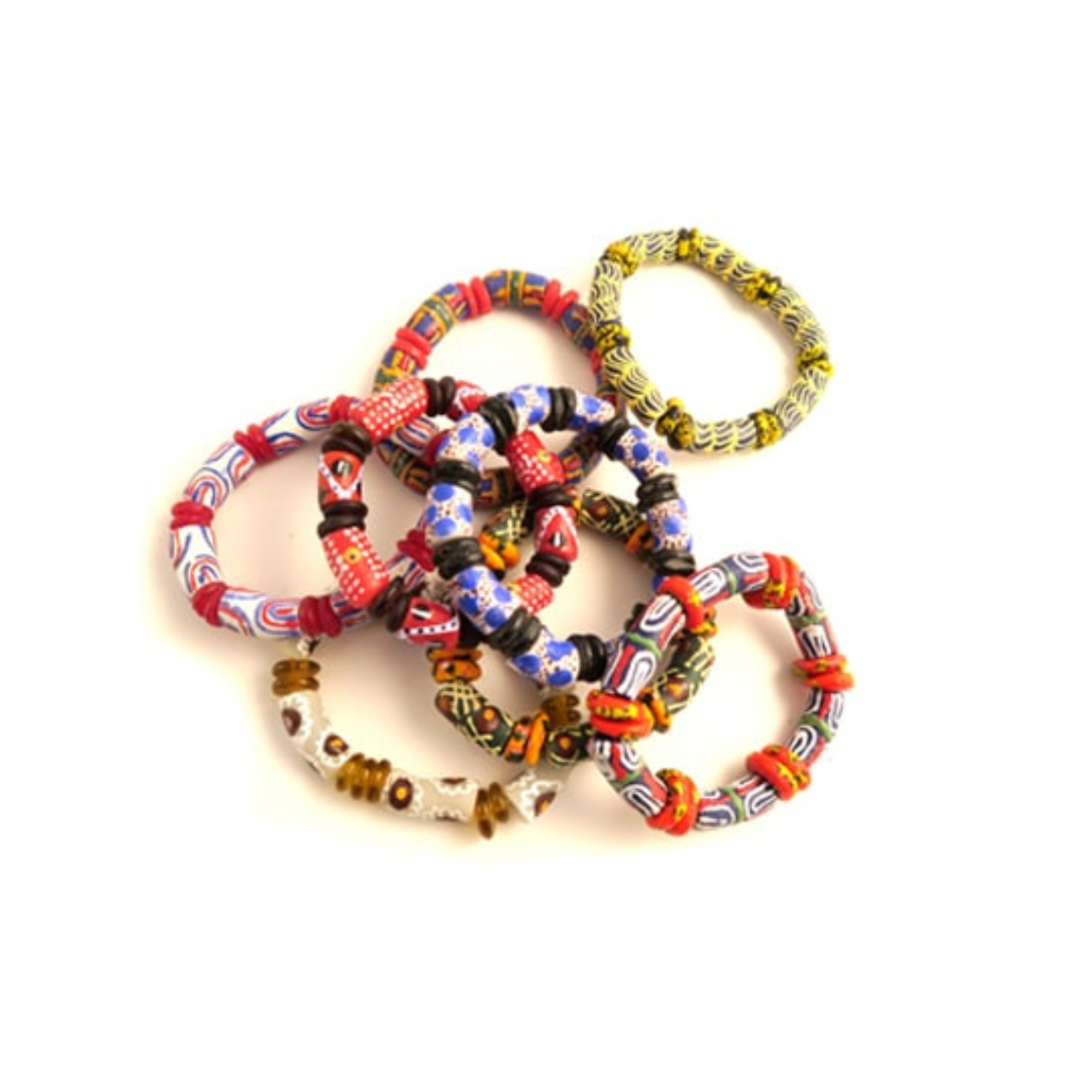 bundle of glass Ghanian bracelets
