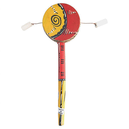 Kenyan Monkey Drum with red and yellow design