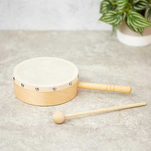 karo hand drum with beater stick
