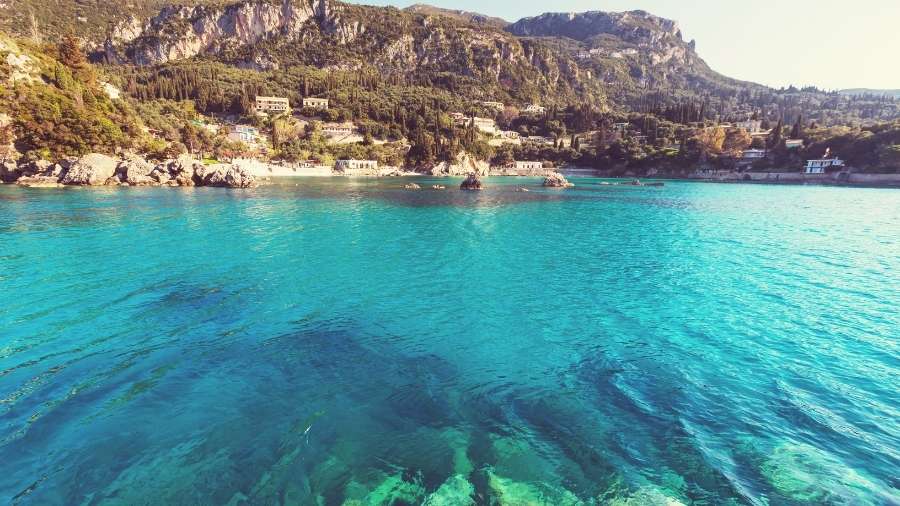 Blue Ocean around the Island of Corfu 