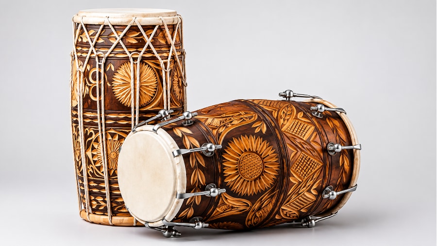 Two Indian dholak drums side by side