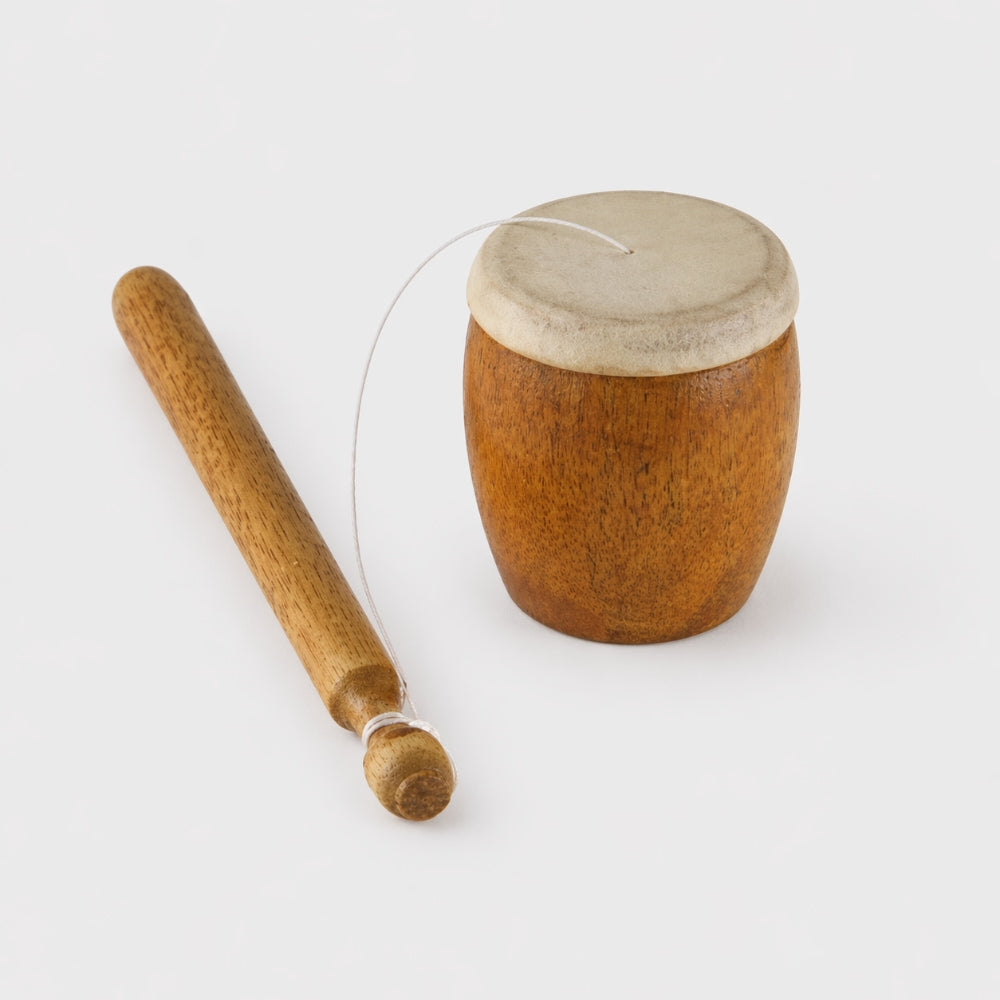 Wooden cicadas Imitator sound effect instrument with wooden stick handle on a white studio background
