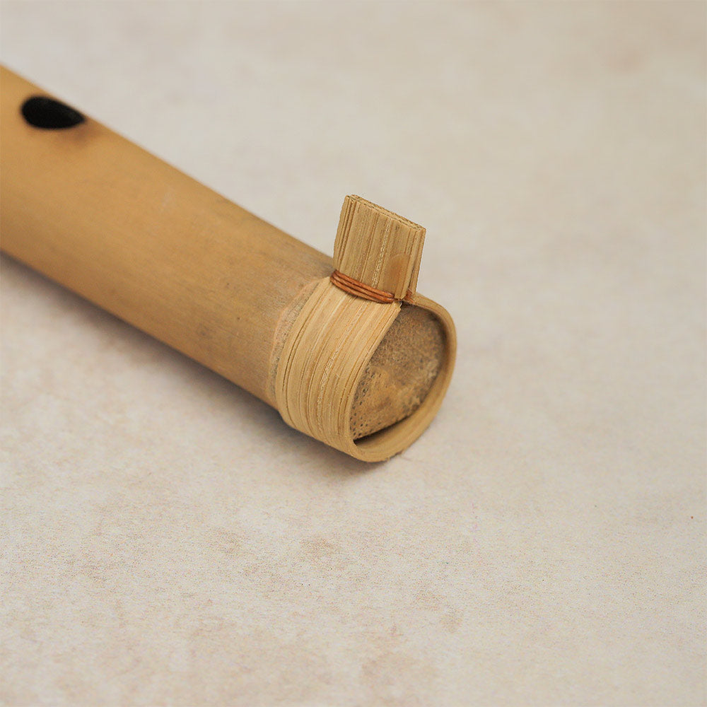  Close-up of the mouthpiece of the Gamelan suling flute where you play.