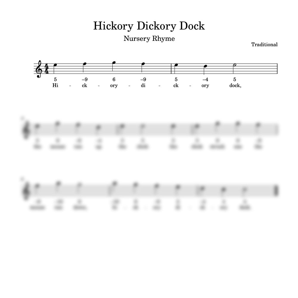 Hickory dickory dock preview number notes