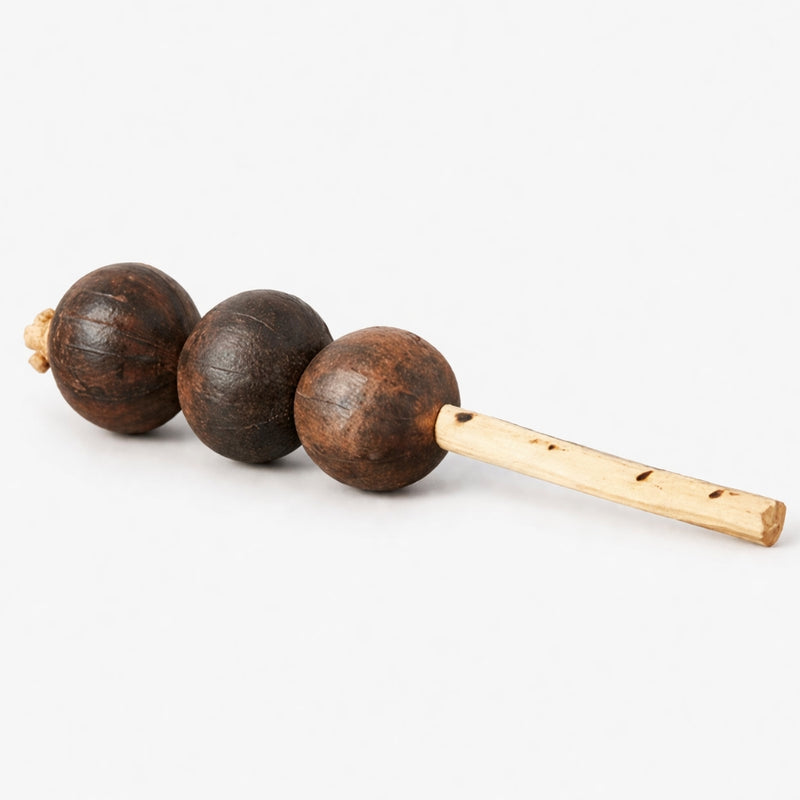 Natural African Hosho triple televi shaker instrument with white background