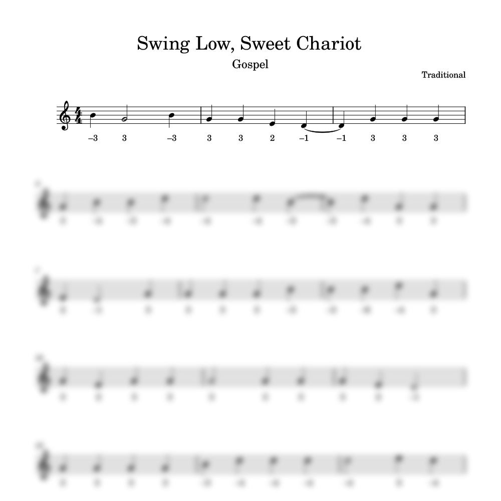 Swing low, sweet chariot harmonica tab preview 