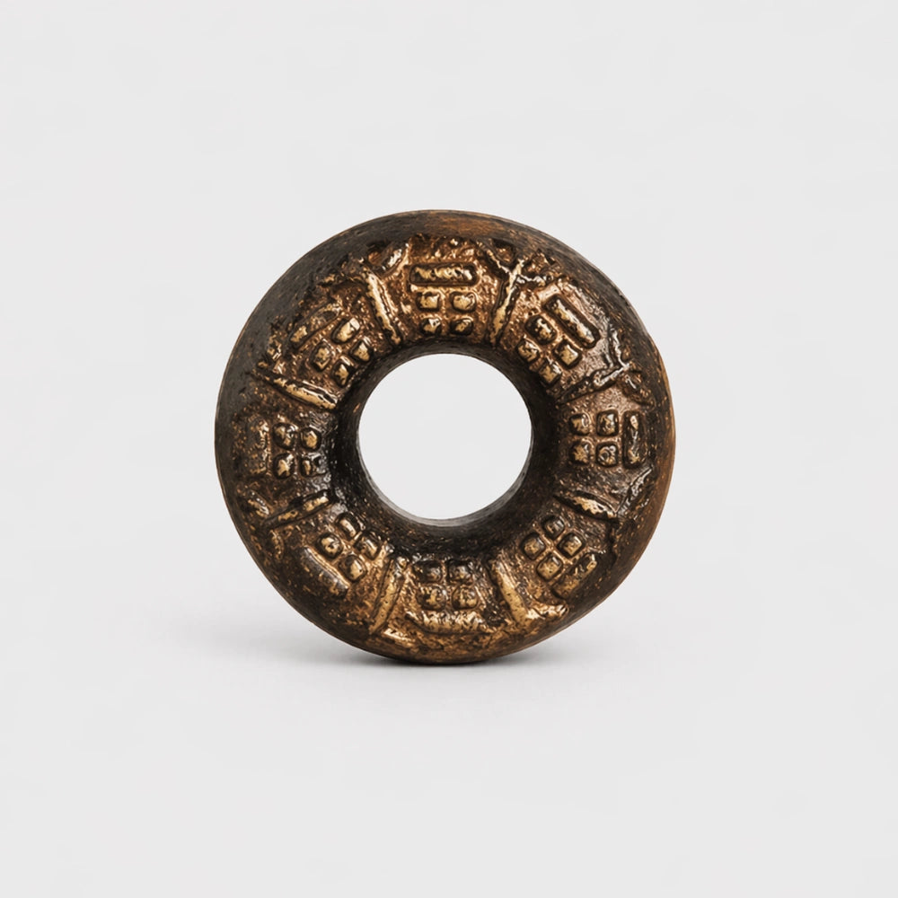 Black meo ring finger bell with symbols