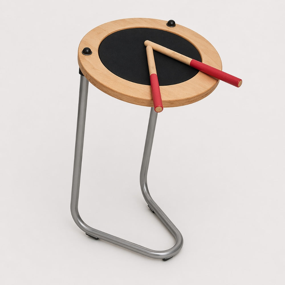 Fit drum set on stand with beaters 