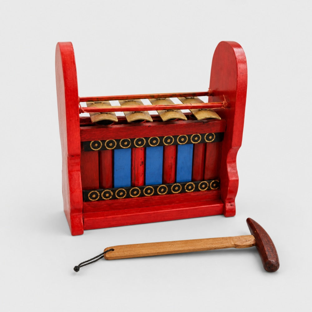 Traditional Indonesian Gamelan Instrument with Brass Bells