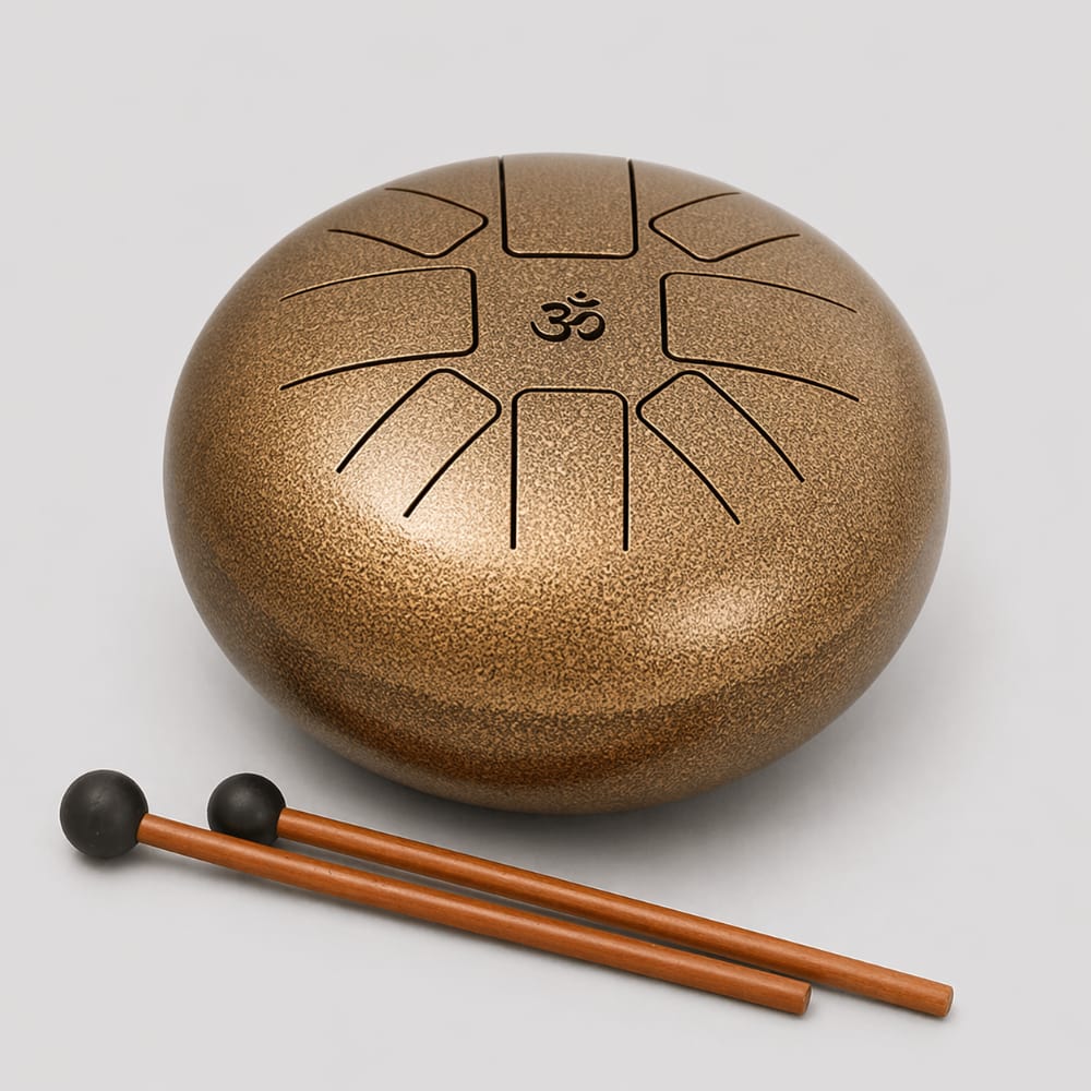 Handpan musical instrument with two beaters and carrying case