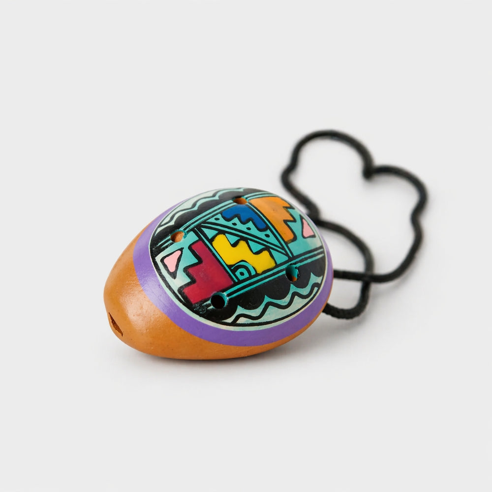colourful hand painted ocarina pendant 