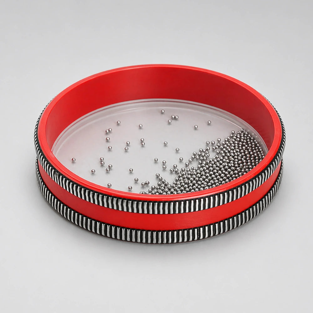 Medium sized red ocean wave drum with metal beads